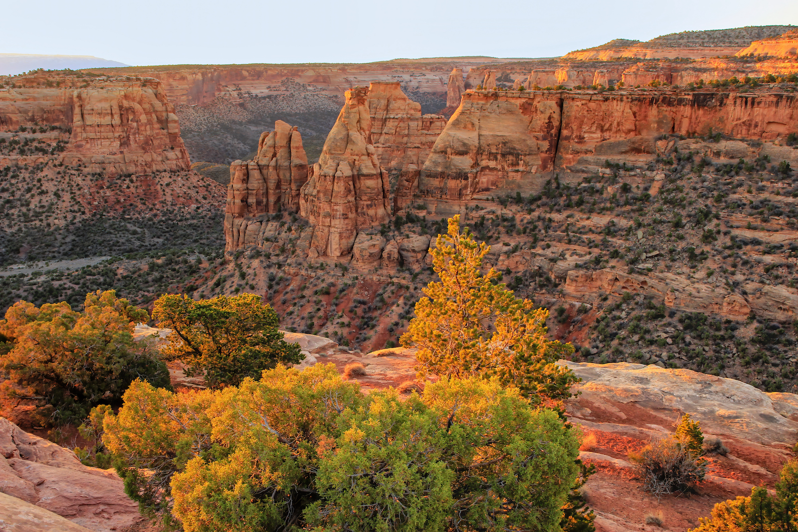 Colorado National Monument sandstone cliffs at sunset near Grand Junction