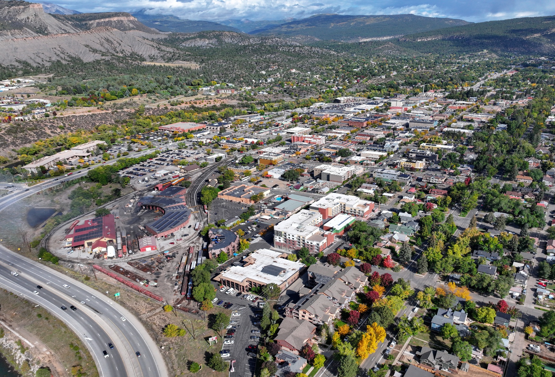Aerial view of downtown Durango, Colorado