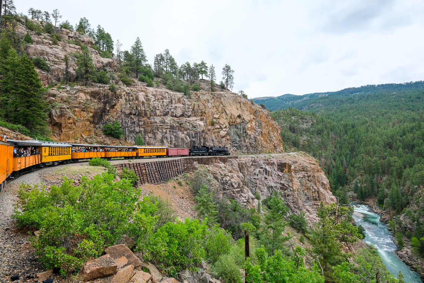 Durango and Silverton Narrow Gauge train along the Animas River