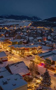 Mountain town at night